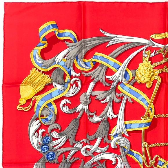 NWT Vintage Hermes Scarf Carré 90 "Le Mors A La Conetable" in Red - Picture 6 of 9